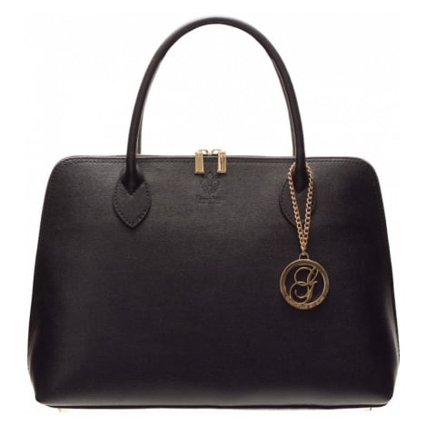 Dámská kožená kabelka ze safiánové kůže - černá Glamorous