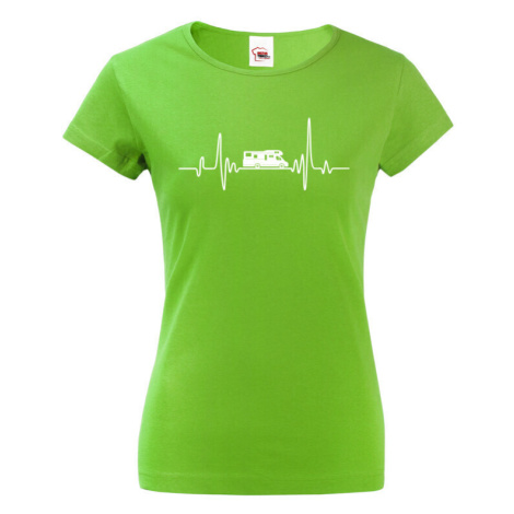 Dámské tričko pro cestovatele - srdeční tep a karavan BezvaTriko