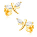 Náušnice ve žlutém 14K zlatě - blýskavé vážky, zrníčkovité diamanty na křídlech