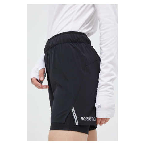 Sportovní šortky Rossignol dámské, černá barva, hladké, high waist