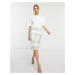 Ted Baker popina midi dress in cream-White