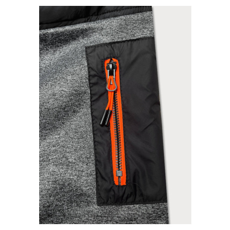 Černo-grafitová pánská bunda s neonovými zipy (8M907-392) J.STYLE