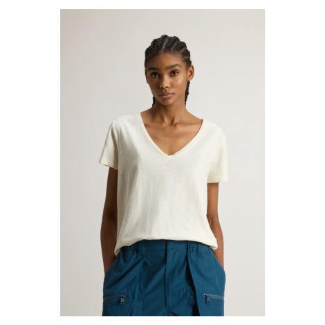 Tričko woolrich slub cotton v-neck jet stream
