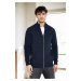 83582 Dewberry Zippered Knitwear Mens Cardigan with Pocket-NAVY