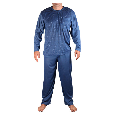 Oleg pánské pyžamo dlouhý rukáv V2122 šedomodrá