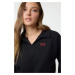 Trendyol Black Heart Embroidered Oversize/Wide Pattern Thessaloniki Polo Collar Knitted Sweatshi