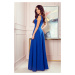 Modré dlouhé šaty áčkovou sukní