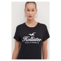 Bavlněné tričko Hollister Co. černá barva, KI357-3284