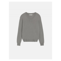 Svetr trussardi sweater v neck cashmere blend šedá