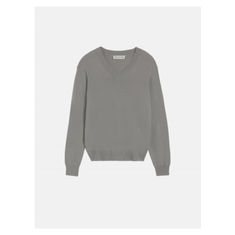 Svetr trussardi sweater v neck cashmere blend šedá