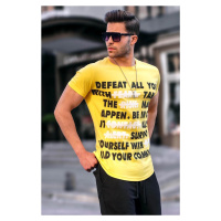 Madmext Text Detailed Yellow T-Shirt 3096
