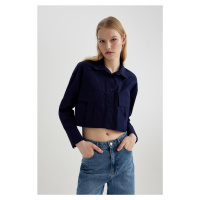 DEFACTO Crop Basic Poplin Long Sleeve Shirt