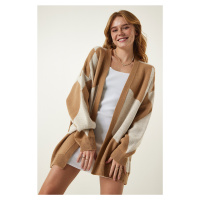 Happiness İstanbul Biscuit Cream Patterned Thick Cardigan Jacket