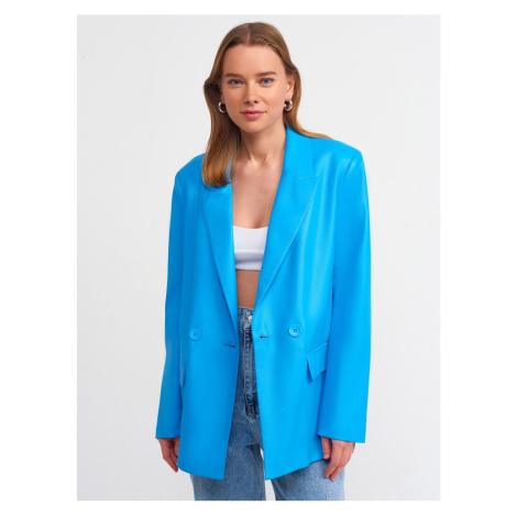 Dilvin 6939 Faux Leather Jacket-blue