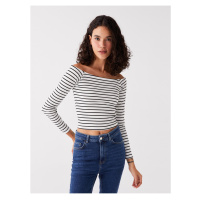 LC Waikiki Boat Neck Striped Long Sleeve Women's T-Shirt