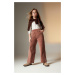 DEFACTO Girl's Wide Leg Velvet Sweatpants