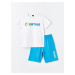 LC Waikiki Crew Neck Printed Short Sleeve Boys' Shorts Pajamas Set