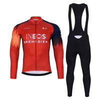 BONAVELO Cyklistický zimní dres a kalhoty - INEOS 2023 WINTER - modrá/černá/červená