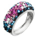 Evolution Group Stříbrný prsten s krystaly Swarovski mix barev modrá růžová 35031.4 galaxy