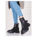 Krásné kotníčkové boty dámské černé na plochém podpatku