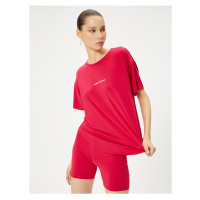Koton Short Sleeve Sports T-Shirt Crew Neck Comfortable Fit Print Detailed