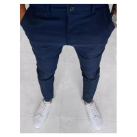 Tmavě modré pánské chinos kalhoty ve slevě