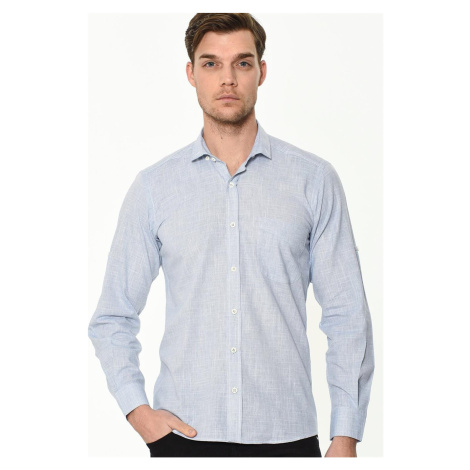 G625 DEWBERRY LINEN SHIRT-PLAIN BLUE