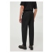 Vlněné kalhoty Michael Kors černá barva, jednoduché