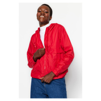 Trendyol červený vodoodpudivý kabát s kapucí