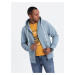 Ombre Men's BASIC unbuttoned hooded sweatshirt - blue