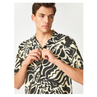 Koton Summer Shirt with Short Sleeves, Turndown Collar Abstract Print Detailed.