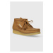 Kožené polobotky Clarks Originals Wallabee Boot dámské, hnědá barva, na plochém podpatku, 261758