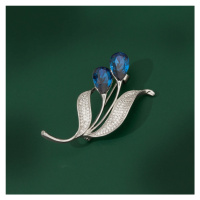 Éternelle Luxusní brož se Swarovski Elements krystaly a čirými zirkony B8065-E-179 Modrá