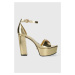 Kožené sandály Guess SETON zlatá barva, FLPSET LEM03