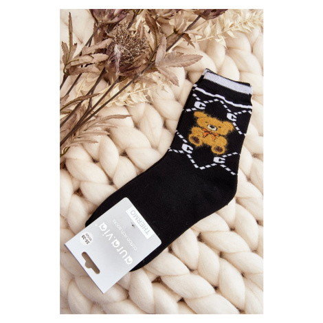 Teplé Bavlněné Ponožky S Medvídkem, Černá Kesi