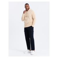 Ombre BASIC men's cotton sweatshirt kangaroo hoodie - beige