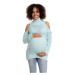 Mátový huňatý svetr s odhalenými rameny pro těhotné