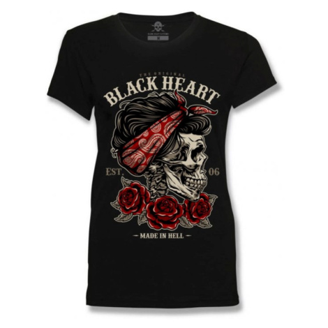 Dámské triko BLACK HEART Pin Up Skull černá BLACKHEART