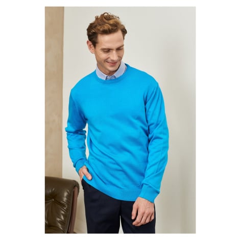 ALTINYILDIZ CLASSICS Men's Turquoise Standard Fit Normal Cut Crew Neck Knitwear Sweater. AC&Co / Altınyıldız Classics