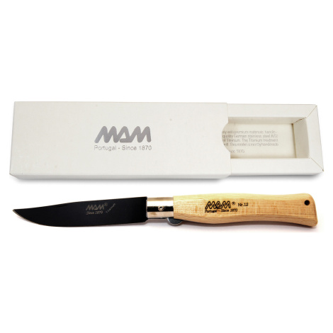 Zavírací nůž s pojistkou MAM Douro 5004 Black Titanium - buk, 7,5 cm