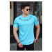 Madmext Turquoise Embroidery Men's T-Shirt 4512