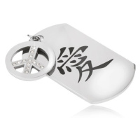 Ocelový přívěsek, známka s čínským symbolem lásky, znak míru