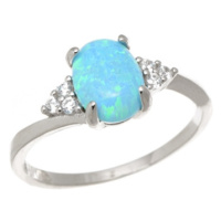 Dámský stříbrný prsten s modrým opálem STRP0384F