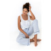Světle modrý proužkový bavlněný pyžamový set Willow