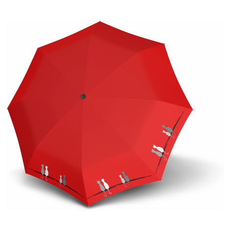 Červený skládací automatický dámský deštník Deyen Doppler