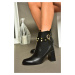 Fox Shoes R518101109 Black Women's Thick Heeled Boots