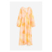 H & M - Oversized šaty's vázačkami - oranžová