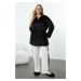 Trendyol Curve Black Belted Double Breasted Velvet Knitted Dressing Gown