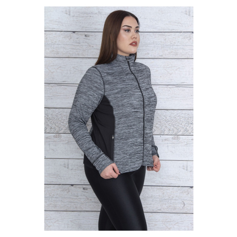 Şans Women's Plus Size Gray Coat With Zipper Front And Pocket, Unlined