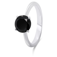 Brilio Silver Nadčasový stříbrný prsten s černým zirkonem RI057WBC